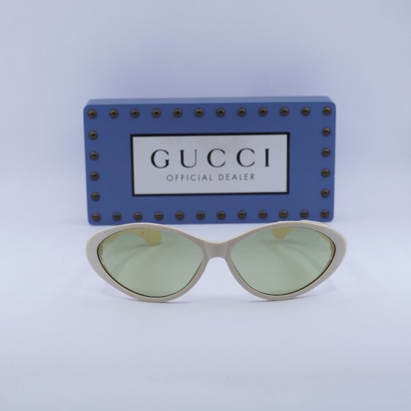 Gucci GG1377S 001 Cat Eye Sunglasses - Shiny Ivory/Green main image 10